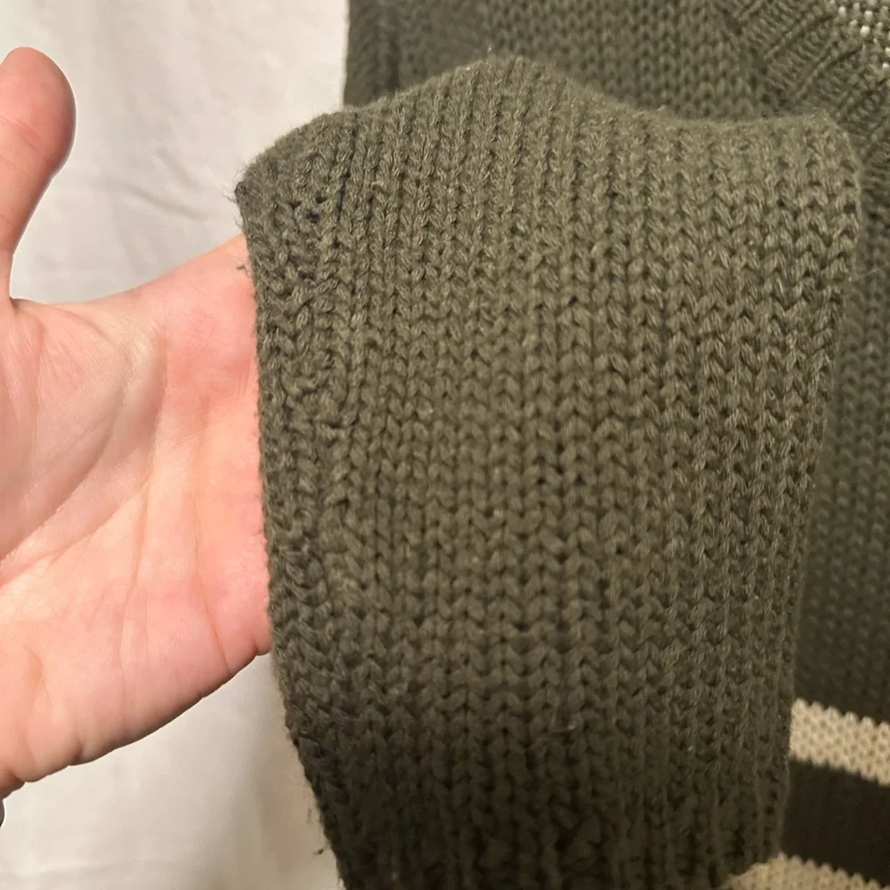 Alya Oversized Striped Crewneck Sweater with Elbow Patches Size M